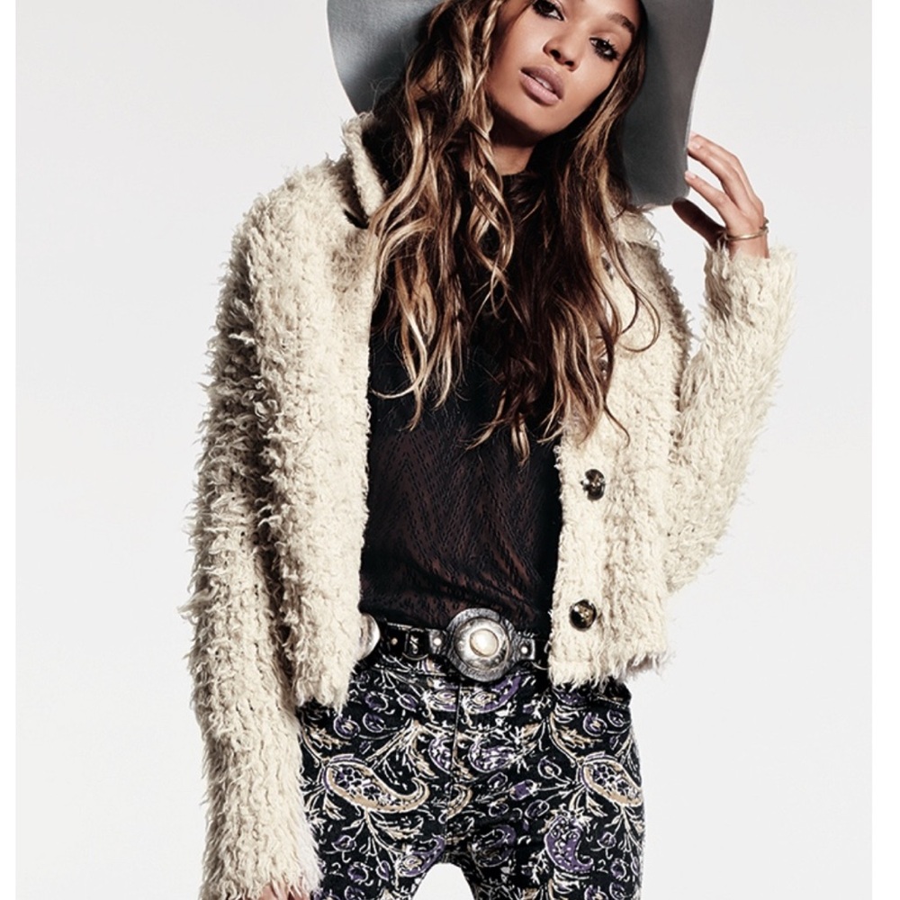 Free People Cream Teddy Jacket